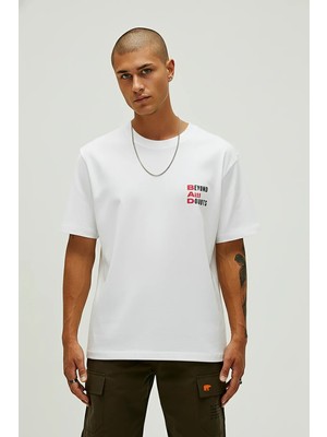 Bad Bear Beyond Beyaz Erkek Baskılı Tişört