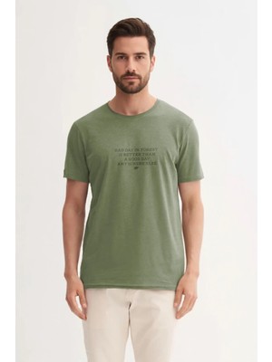 Bad Bear Bad Day Soluk Yeşil Erkek Baskılı Tişört