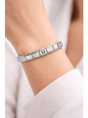 Kişiye Özel U Harfli Çelik Bileklik – Paslanmaz Çelik, Zarif Bilekliği, Ayarlanabilir Harf Bileklik