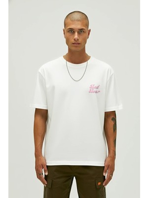 Bad Bear Bad Pink Beyaz Erkek Baskılı Tişört