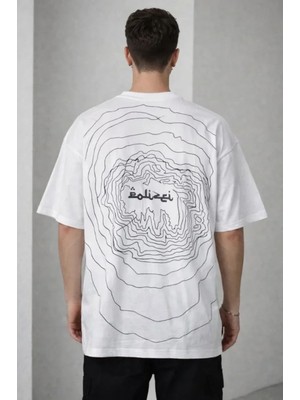 Marsilyan- Erkek Bisiklet Yaka Baskılı Kısa Kollu Tişört Streetwear Günlük Basic Pamuklu T-Shirt - Beyaz