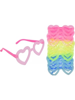 Azrlya Fosforlu Kalp Model Glow Parti Gözlüğü Karanlıkta Yanan Gözlükler 12 Adet