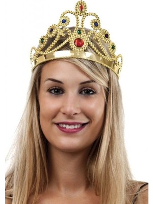 Azrlya Altın Renk Plastik Prenses Tacı Kraliçe Tacı 60 cm