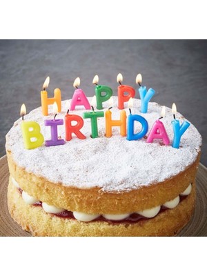 Azrlya Happy Birthday Yazılabilen Rengarenk Doğum Günü Mumu