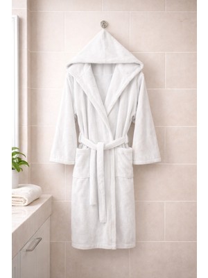 MySoft Home Triga Kadife Kapüşonlu Bornoz %100 Pamuk