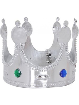 Azrlya Plastik Kral Tacı Gümüş Renk Yetişkin 55 cm