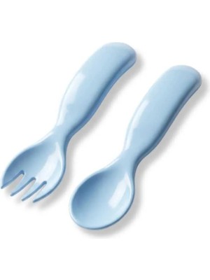 Mamajoo Ergonomik Beslenme Kaşık & Çatal Seti Mavi, 6 Ay+ İkili