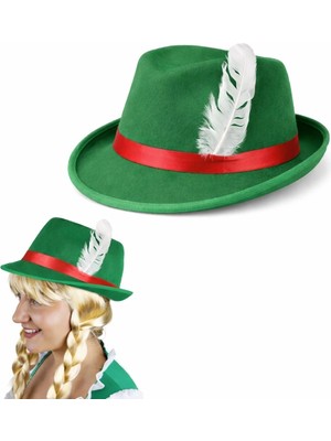 AyrStore Buğz Yeşil Tüylü Alman Bavyera Şapkası