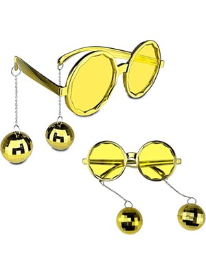 Azrlya Disko Toplu Küpeli Parti Gözlüğü Altın Renk