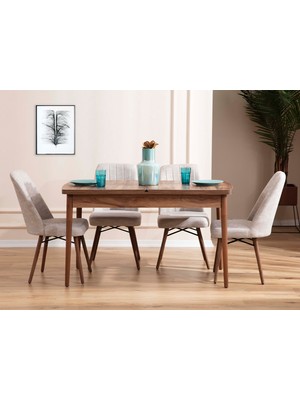 Eymense Lidyana 4 Sandalyeli Mutfak Masa Takımı Krem