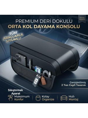 Coofbe Premıum Yumuşak 2 Yan Cüzdanlı Araç Kol Dayama Padi. Kol Dayama Yastığı Araç Içi Organizer Kol Dayama