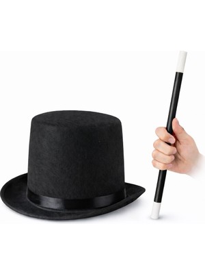 Azrlya Çocuk Sihirbaz Şapkası ve Uzayan Yaylı Sihirli Sopa Seti