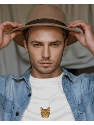 Muhtar Store Erkek Bengal Kedi Baskılı Oversize Tişört – Minimal Bengal Cat Tasarım