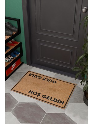 Charmbi Hoş Geldin Güle Güle-Dekoratif Çok Amaçlı Iç ve Dış Kapı Paspası