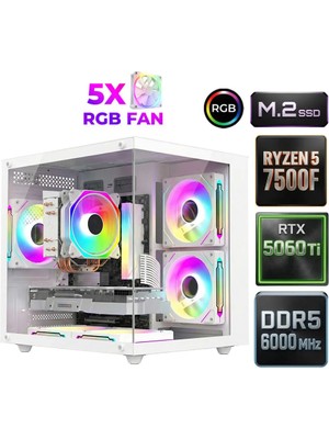 Xaser Sage X100 Ryzen 5 7500F Ddr5 16GB Ram 512GB M.2 Nvme SSD 16GB RTX5060TI Oyuncu Tavsiye Sistem