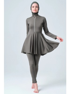 Alfasa Blitz Tam Tesettür Mayo Uzun Kollu Önü Fermuar Kapamalı Dik Yaka Cepleri Fermuarlı Pantolon