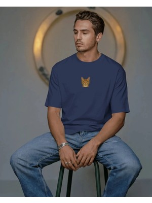 Muhtar Store Erkek Bengal Kedi Baskılı Oversize Tişört – Minimal Bengal Cat Tasarım