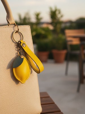 Yedideri Limon Gerçek Deri Çanta Süsü