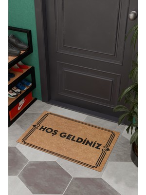 Charmbi Hoş Geldiniz Sade Çerçeveli-Dekoratif Çok Amaçlı Iç ve Dış Kapı Paspası