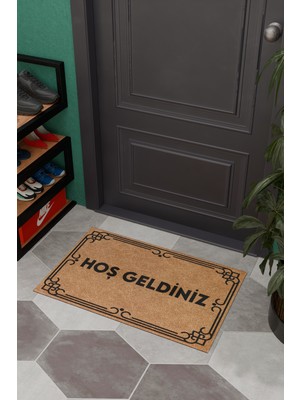 Charmbi Hoş Geldiniz Sade Çerçeveli-Dekoratif Çok Amaçlı Iç ve Dış Kapı Paspası