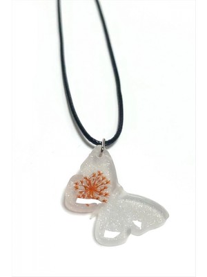 Marsilyan Sultanotu Çiçeği Kelebek Epoksi Kolye