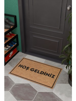 Charmbi Hoş Geldiniz Sade Çerçeveli-Dekoratif Çok Amaçlı Iç ve Dış Kapı Paspası