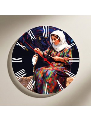 Zerya Jina Bi Teşî - Teşili Kadın Tasarımlı Roma Rakamlı Duvar Saati