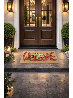 Esnature Sevimli Tembel Köpek Kahverengi Kapı Önü Paspası 45X70 cm