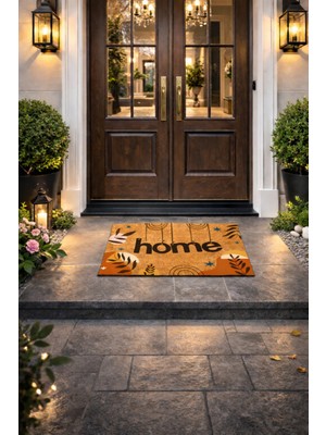 Esnature Home Bohem Temalı Dağ ve Yaprak Desenli Kapı Önü Paspası 45X70 cm