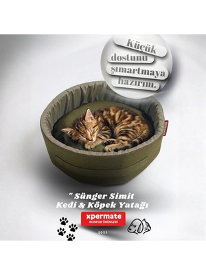 Xpermate Kedi ve Köpek Yatağı Küçük Irk Köpek Yuvası Sünger Simit 55 cm Yeşil Antrasit