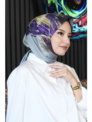 Afvente Fırça Desen Mor Soft Pamuk Eşarp