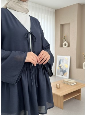 Modamorfo Çift Bağlamalı Içi Astarlı Modal Kimono -Laci