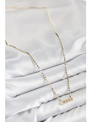Pirinç Zirkon Taşlı Messika Model Ezme Zincir Gold Renk Kadın Kolye