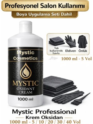 Mystic Professional Krem Oksidan 1000 ml - 5 Vol - Profesyonel Salon Kullanımı + Boya Uygulama Seti Dahil