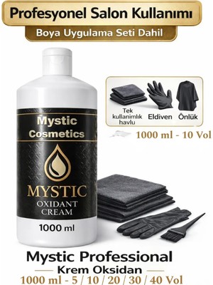 Mystic Professional Krem Oksidan 1000 ml - 10 Vol - Profesyonel Salon Kullanımı + Boya Uygulama Seti Dahil