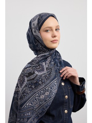 QEF Pamuk Şal Shadow Lacivert