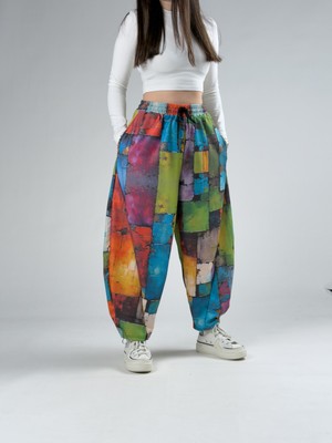 Cocopelli Renkli Patchwork Kadın Pantolon COC2956