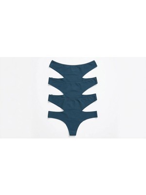 Zi 3 Adet 1 Paket Petrol Yeşil Yüksek Bel Lazer Kesim Kadın Tanga Külot