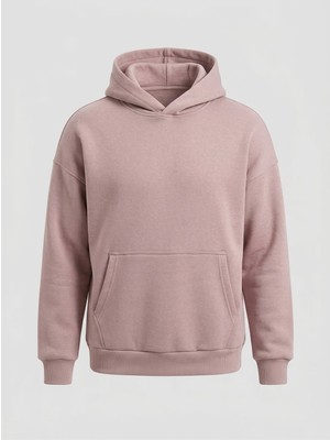 Sparrow Unisex Oversize Pamuklu Kanguru Cepli 3 Iplik Basic Kapüşonlu Sweatshirt Buzmenekşe - 2xl