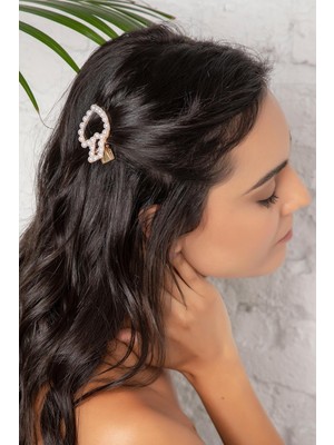 Modex İncili Kalp Saç Tokası