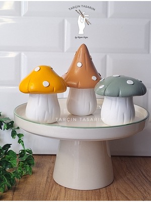 Özbience 3'lü Mantar Dekoratif Obje Seti, Şık Sunum ve Biblo Tasarımı