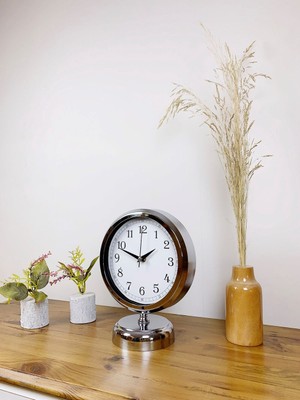 Nikaa Shop Krom Metal Dekoratif Masa Saati 25×20 cm