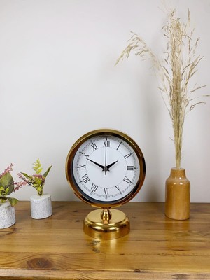 Nikaa Shop Gold Metal Retro Masa Saati 25×20 cm