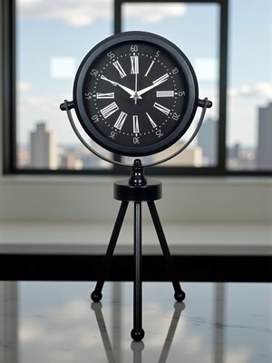 Nikaa Shop Heritage Black Üç Ayaklı Metal Masa Saati