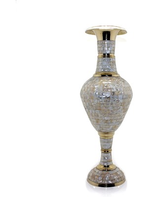 Subutu Pirinç Sedefli Vazo 45 cm