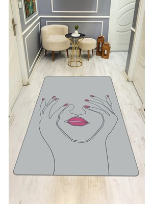 Dolce Mariee Modern Desenli Dijital Baskı Kaymaz Taban Halı H0121