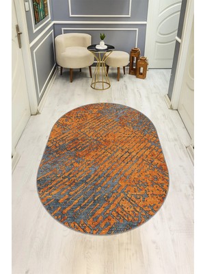 Dolce Mariee Modern Desenli Oval Dijital Baskı Kaymaz Taban Halı H0367