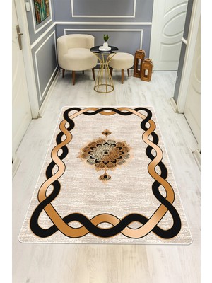 NEWORA Modern Desenli Dijital Baskı Kaymaz Taban Halı H0175