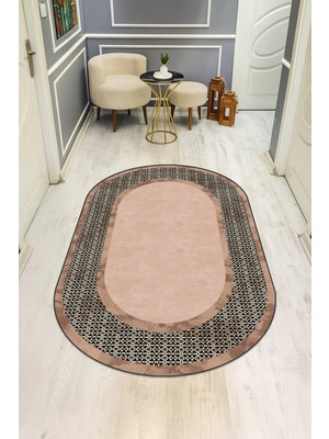 Dolce Mariee Modern Desenli Oval Dijital Baskı Kaymaz Taban Halı H0363