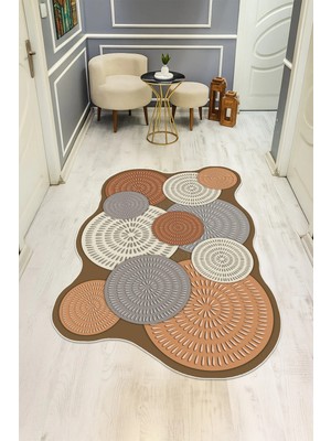 Dolce Mariee Modern Desenli Lazer Kesim Dijital Baskı Kaymaz Taban Halı H0402
